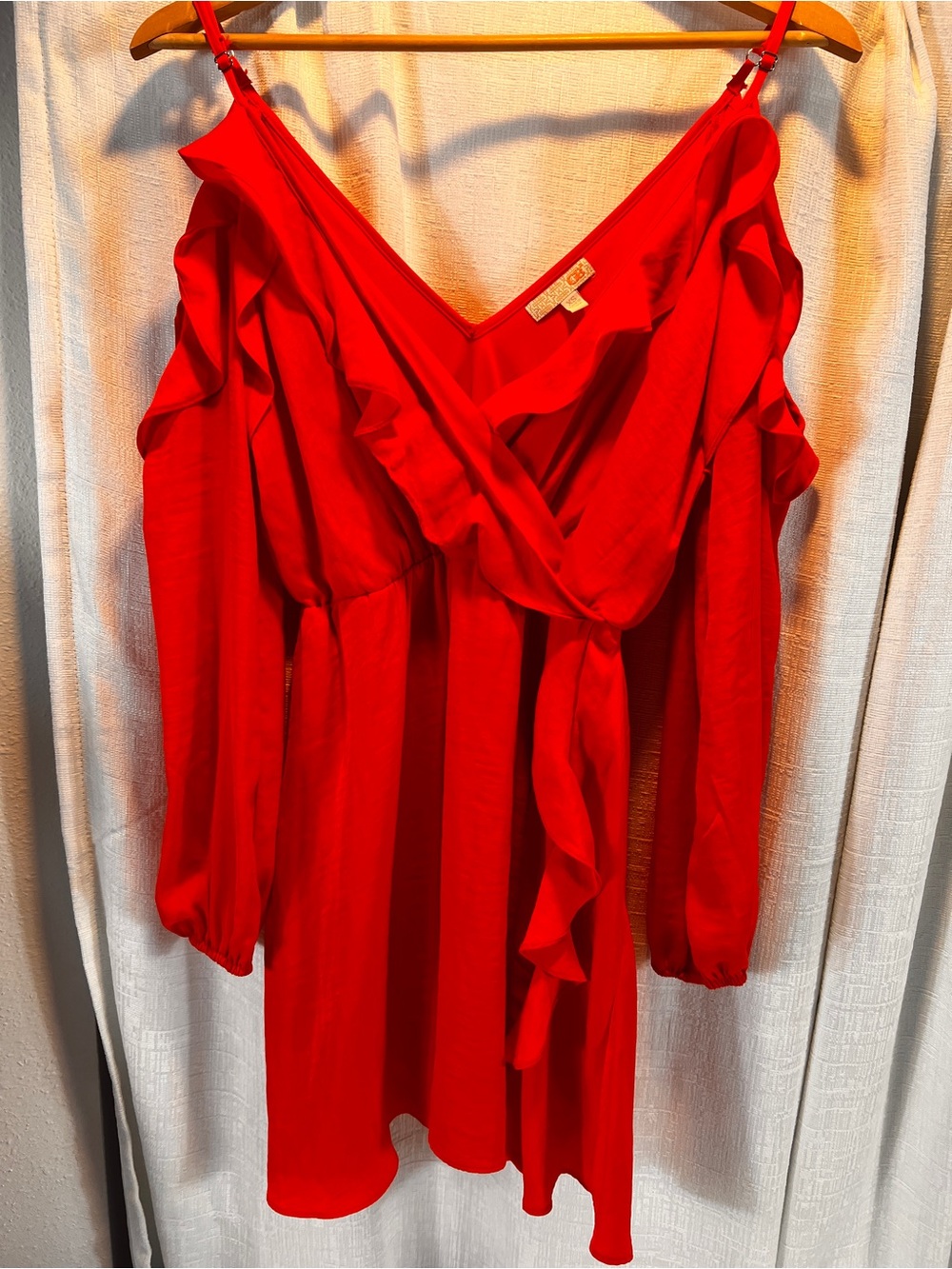 Red Ruffle-Front Women's Dress SIZE X SMALL